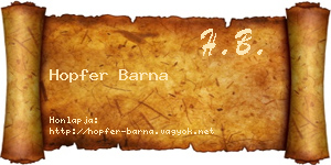 Hopfer Barna névjegykártya
